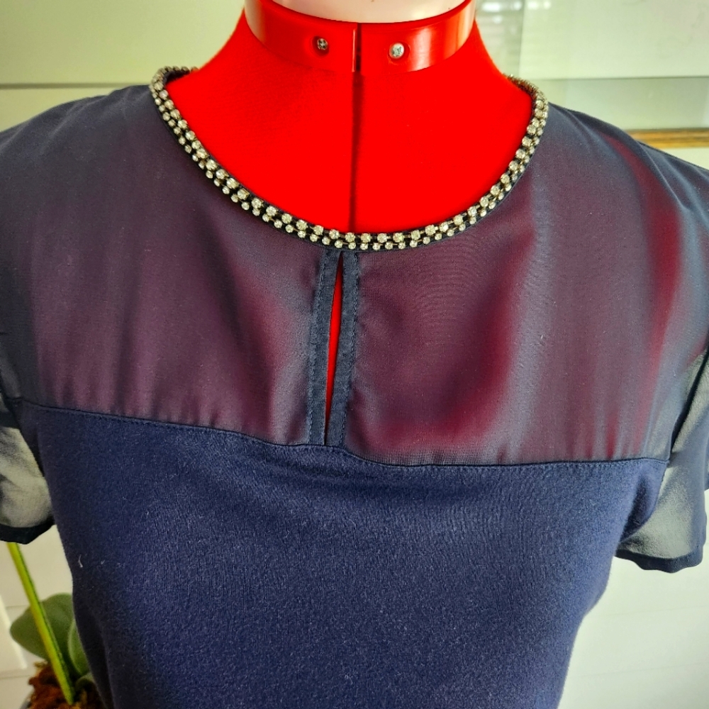 H&M Navy Top With Rinestones - Picture 5 of 7